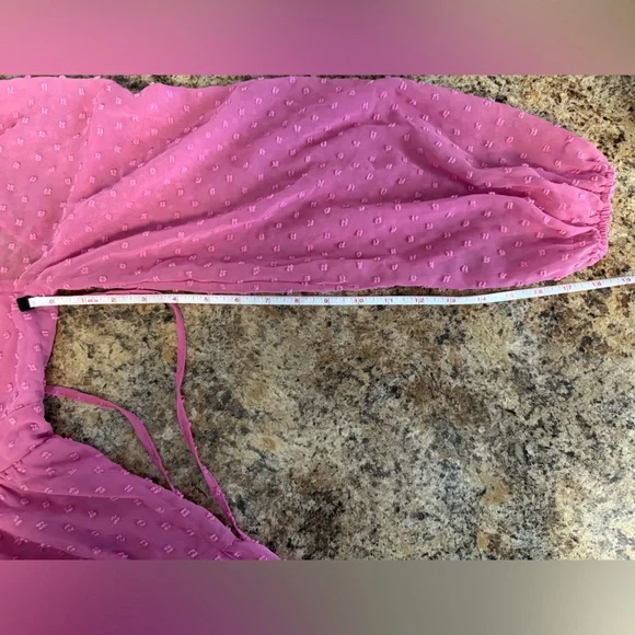 Lulus Longing And Love Pink Swiss Dot Dress Medium - Picture 6 of 9